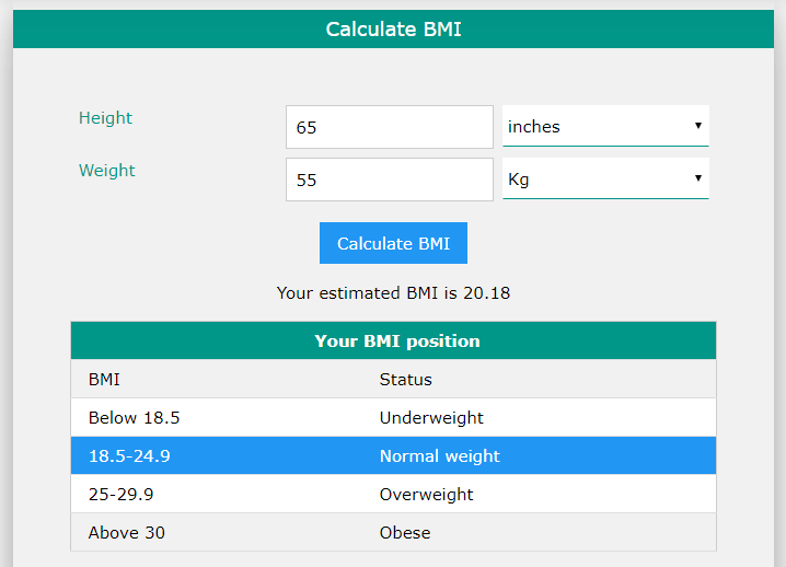 correct calculation of bmi