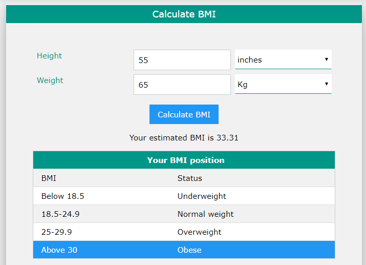 incorrect calculation of bmi